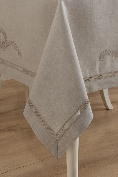 ÖDEL HOME Linen Elegant Embroidered Table Cloth