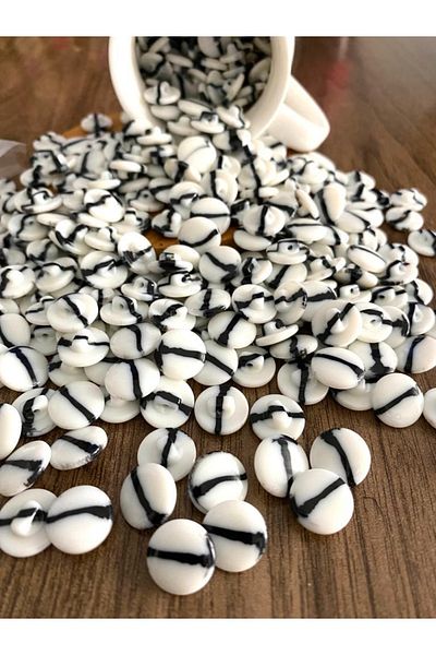 canan dizayn Black and White Polyester Button with 12.5 mm Marble Pattern Legs(25 Pcs)