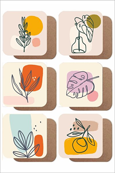 UNT طقم قواعد أكواب خشبية بتصميم بوهو مكون من 6 قطع