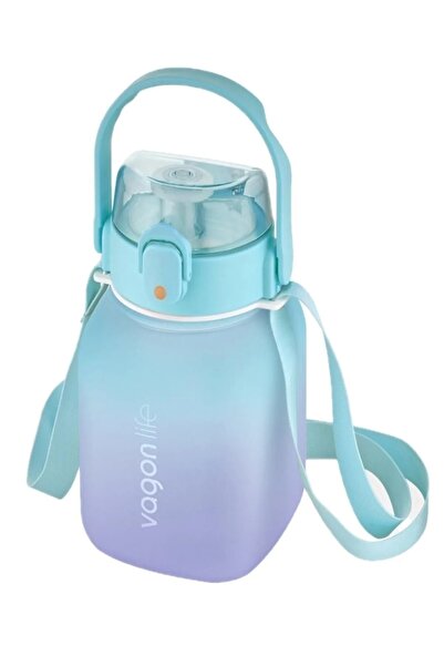 Vagonlife قارورة تحفيزية مزدوجة اللون سعة 1100 مل بمقبض وبدون قش