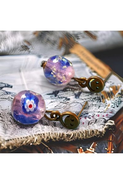 dela otantik Flower Themed Glass Stone Transparent Authentic Ethnic Bohemian Women's EarringsHandmade Bijouterie JewelryGift