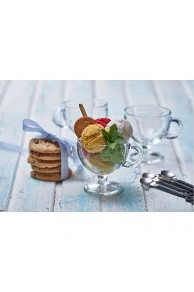 Paşabahçe 55182 Vario 4-Piece Handled Ice Cream Standing Presentation Bowl