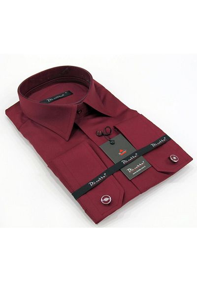 Dicotto Claret Red Classic Cut Men's Shirt with Micro Fabric Cufflinks - 190-13