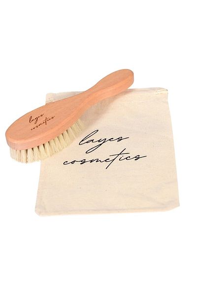 Layes 100% Goat Hair Natural Baby Hair Brush and Natural Wooden Comb Set of 2 Mini Size