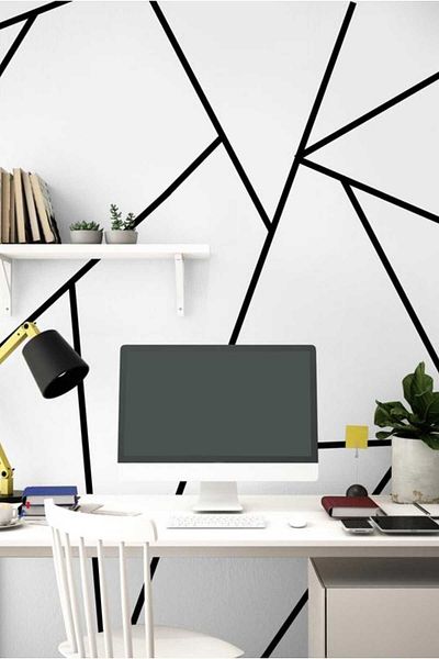 Piksel Grafik Autocolant de perete cu bandă decorativă cu dungi negre mat