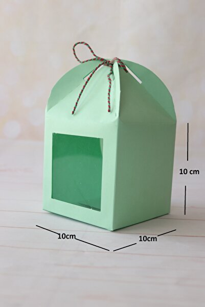demontecraft 10*10*10 Cm Su Yeşili Asetat Pencereli Hediye Kutusu, Cupcake-pa...
