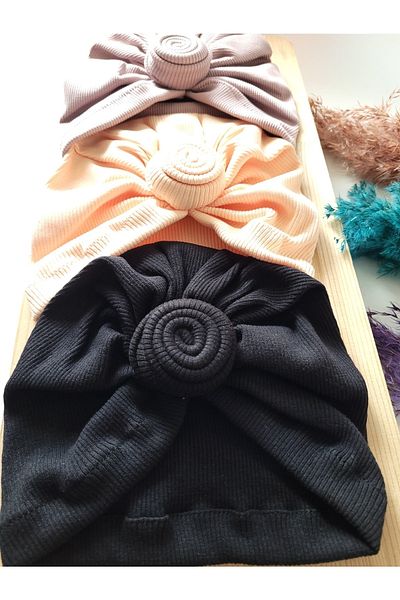 SeherBebeButik Baby Girl & Child Colorful Ruffle Bonnet Set of 3