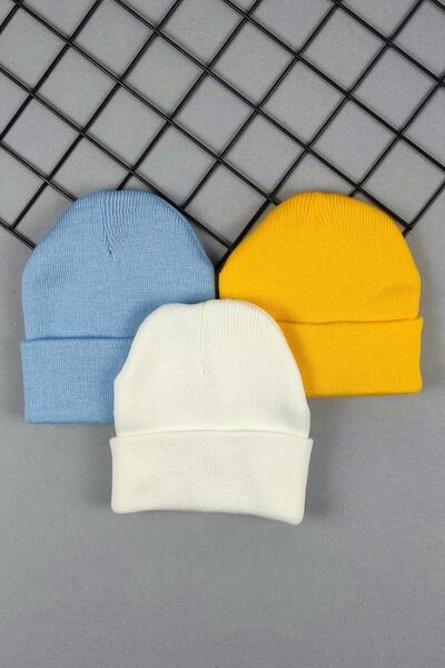 ADABEBEK Unisex Children's Solid Color 3-Piece Knitwear Beret