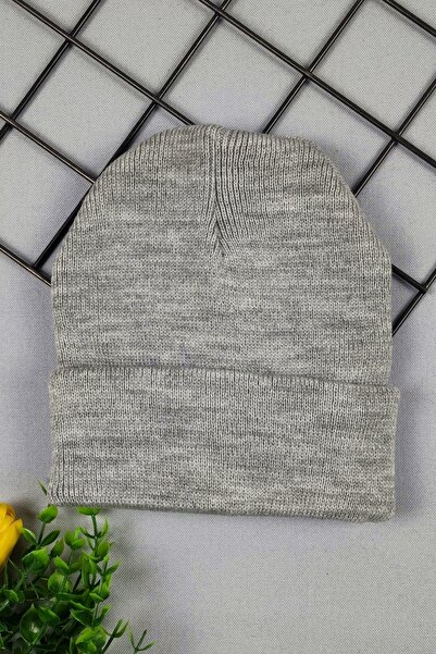 ADABEBEK Unisex Kids Solid Color Knitwear Gray Beret