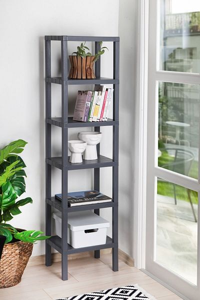 Pazarika 6 Tier Organizer Πλαστική Μονάδα Ράφια Γκρι, Βιβλιοθήκη, Μπάνιο, Ράφι Κουζίνας. Σχάρα παπουτσιών