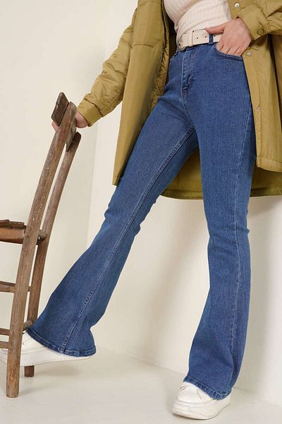 LİMABEL Blugi cu talie înaltă Blue Lycra Jeans elastici Pantolon