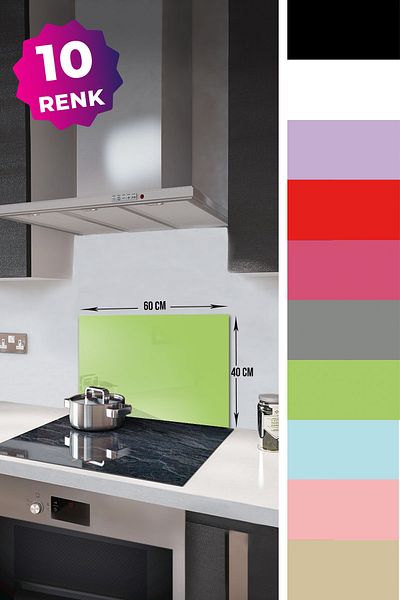 Decorita Protector de spate pentru aragaz din sticla |   Culoare uni - Verde neon |   40 cm X 60 cm