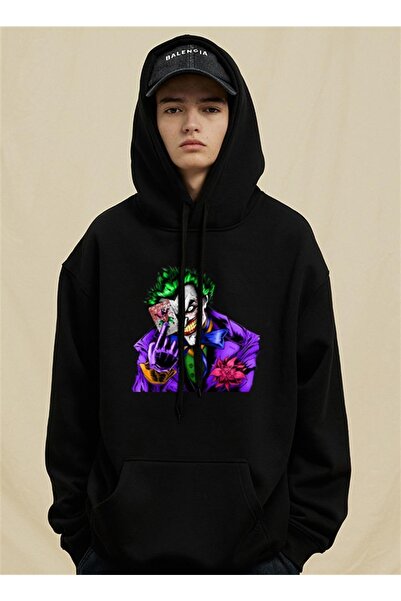 Touz Joker Чорний унісекс оверсайз худі з капюшоном - Niiss Butik