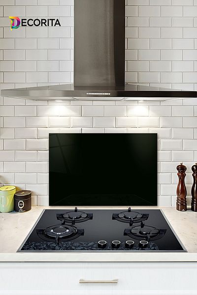 Decorita Protector de spate pentru aragaz din sticla |   Culoare uni - Negru |   40 cm X 60 cm