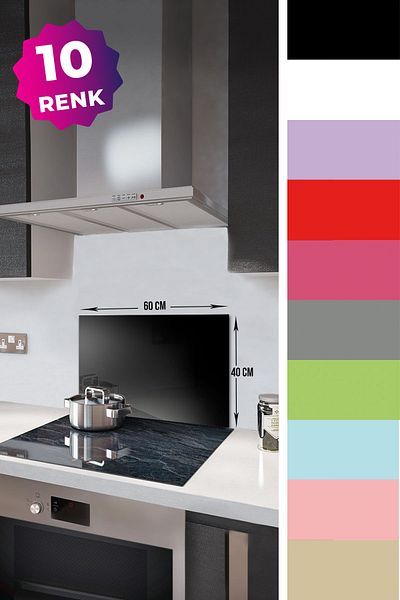 Decorita Protector de spate pentru aragaz din sticla |   Culoare uni - Negru |   40 cm X 60 cm