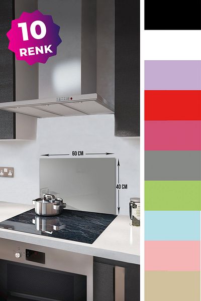 Decorita Protector de spate pentru aragaz din sticla |   Culoare uni - gri |   40 cm X 60 cm