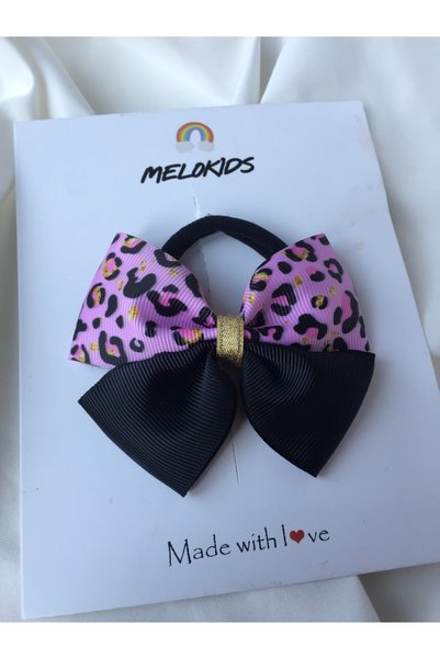 MeloKids مشبك شعر مرن منقوش بنقشة الفهد باللون الوردي والأسود
