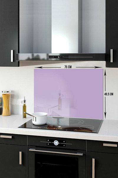 Decorita Protector de spate pentru aragaz din sticla |   Culoare uni - Liliac |   49,5 cm X 76 cm