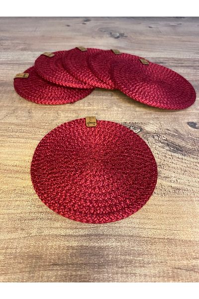 AYŞE SERHOŞOĞLU HOME DESİGN 6 Pieces Coasters, Candle Coasters, Jute Wicker Presentation Coasters, Wicker Table Decor, Machine Stitched
