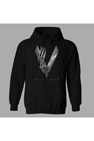 nrage Oversize Vikings Siyah Hoodie