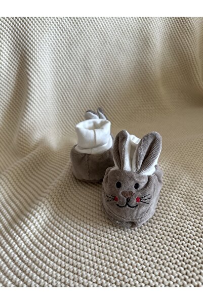 Myluni Tavşanlı Kaymaz Tabanlı Kadife Bebek Patiği