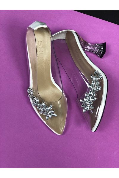 KAFKASLAR AYAKKABI Model Stiletto Piatra Transparenta Pantofi Rochii De Seara Toc Mediu
