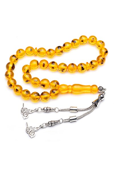 enderun Erkek Hediyelik Tesbih Karınca Fosilli Damla Kehribar Beyrut