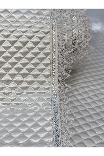 Kaizen Carpet White 30 Cmx10 Mt Silver Water Stone Detail Luxury Satin Quilted Shelf Cover / Drawer Cover / Cabinet Cover