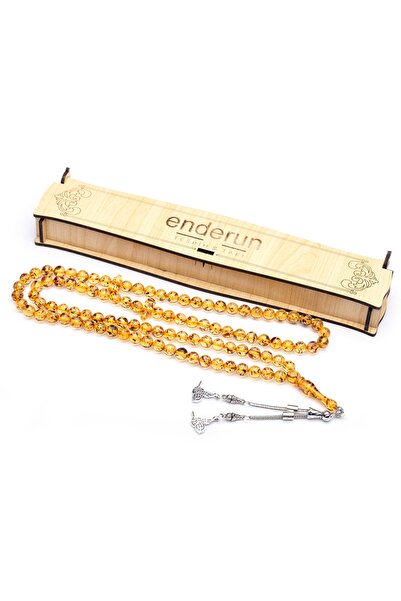 enderun Çay Fosilli Hediyelik 99luk Namaz Dua Tesbihi Hakiki Kehribar