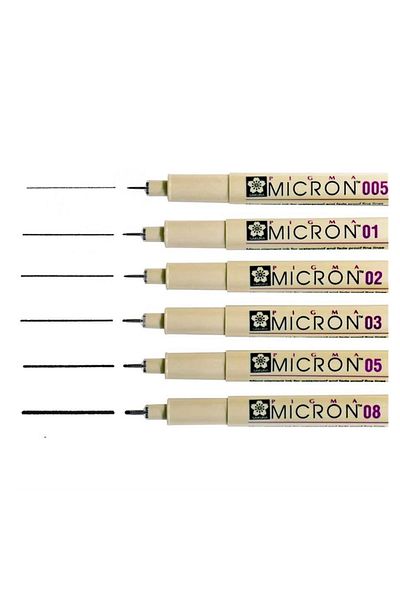 Bruynzeel - Sakura Sakura Pigma Micron Technical Drawing Pen Set of 6 (0.05 - 0.1 - 0.2 - 0.3 - 0.5 - 0.8)