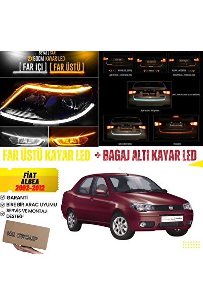KG GROUP Fiat Albea 2011 Far Üstü, Içi Kayar Led Ve Bagaj Altı Kayar Led Seti...