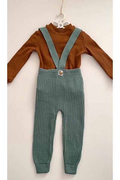 BEBEĞİME ÇORAP My Baby Girl/Boy Baby Body+ Adjustable Strap Knitwear Leggings Set of 2