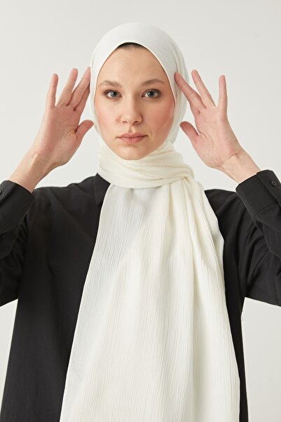 FRESCO SCARFS Women's Hijab Silky Crinkle Shawl*ecru