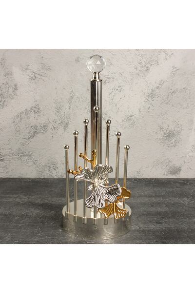 Leila Kelebekli Metal Kağıt Havluluk Gümüş Ev Dekorasyon