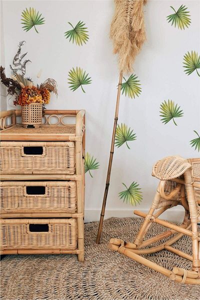 Piksel Grafik Autocolant de perete cu frunze tropicale