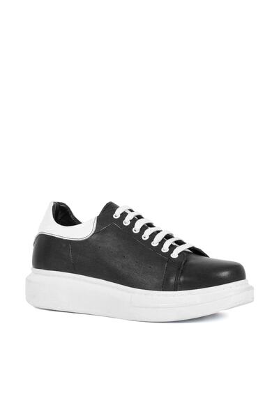 rekorsport Rekor Sport Sneaker Γνήσιο Δερμάτινο Αθλητικά Παπούτσια Μαύρο Λευκό