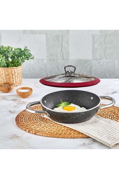 Kahramanlar 24 cm Red Silicone Lid Granite Pan Egg Pan