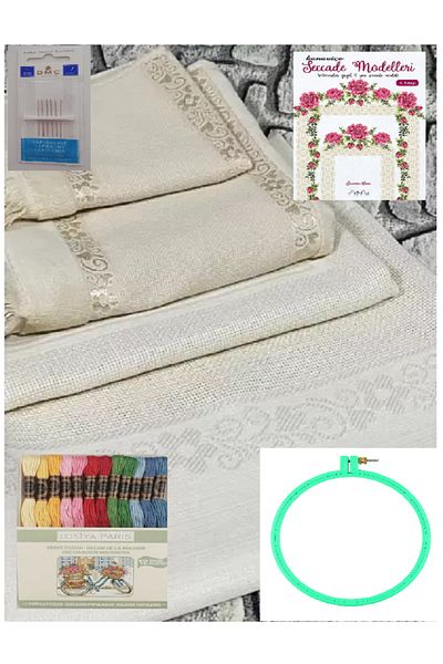 LİLYHOBBYLAND Etamine Embroidery Prayer Rug Bundle Towel Set (9 PIECES WITH ALL MATERIALS)