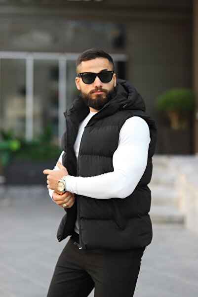 S&M CLOTHİNG Yeni Sezon Kapüşonlu Su Geçirmez Şişme Yelek