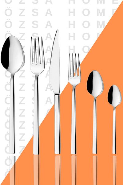 ÖzSa Home 72 Pieces Chopsticks, Forks, Spoons, Knives, Straight Model for 12 People