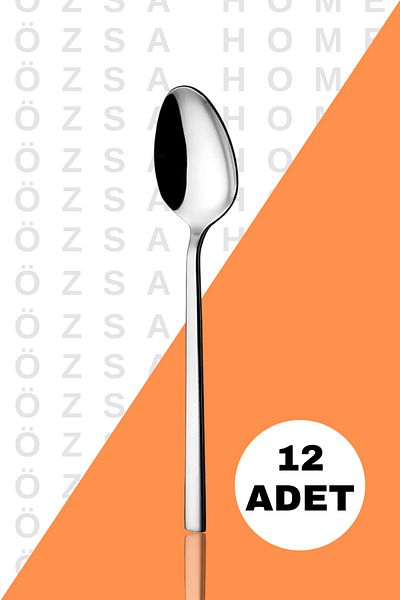 ÖzSa Home 12 Piece Stick Dessert Spoon Flat Model for 12 People