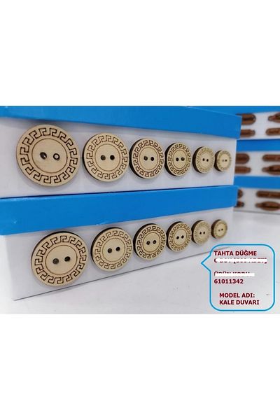 hobim42 Wooden Antique Castle Wall Model Button 6 Different Sizes 5 Pieces of Each Model Total 30 Pieces