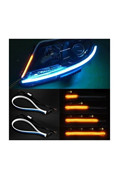 3D Far Üstü Ve Far içi 2 Renkli Kayar Sinyalli Gündüz Ledi 60 cm