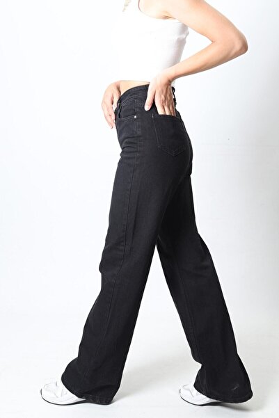 Livik Black Casual Super High Waist Wide Leg - Wide Leg Lycra Jeans