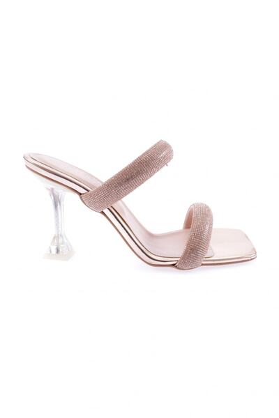 DGN Woman's silver stone band heeled slippers rose gold 62713382