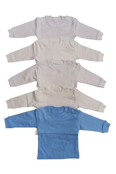 bebedino Long Sleeve Shoulder Snaps Crew Neck Baby Top (Pack of 5)