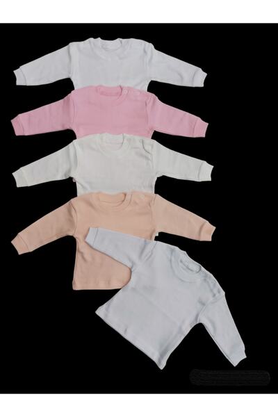 özdemirli bebe Long Sleeve Shoulder Snaps Crew Neck Baby Top (Pack of 5)