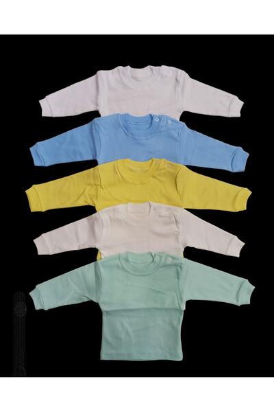özdemirli bebe Uzun Kollu Omuzdan Çıtçıtlı Bisiklet Yaka Bebek Üst Badisi (5l...