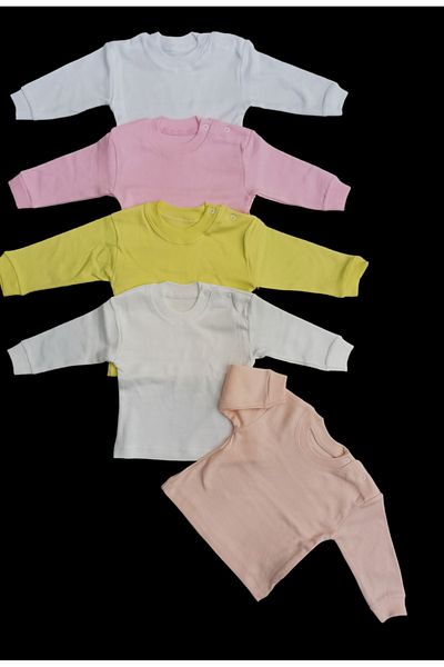 özdemirli bebe Long Sleeve Shoulder Snaps Crew Neck Baby Top (Pack of 5)