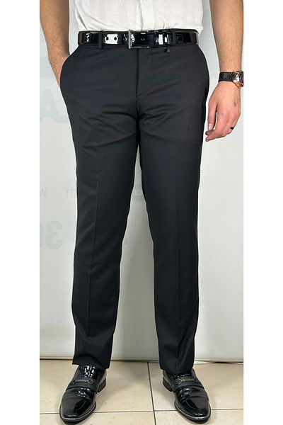 Bomonti High Quality Slim Men's Black Flexible Knee-Lined Fabric Trousers